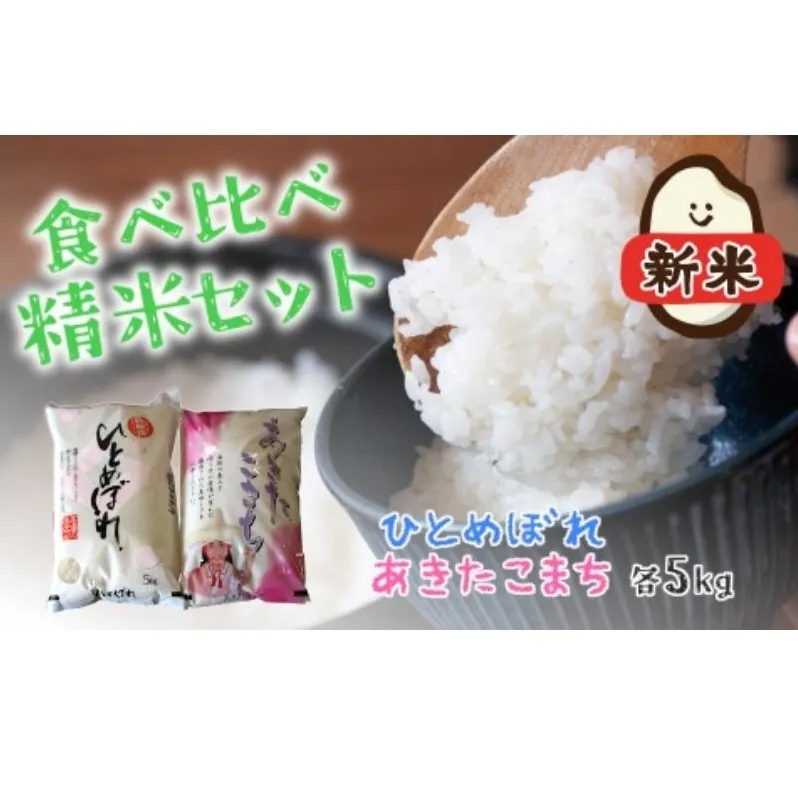 令和7年産 新米 食べ比べ セット 精米 白米 ひとめぼれ＆あきたこまち 各5kg 計10kg 秋田県 能代市産 お米 ブランド米