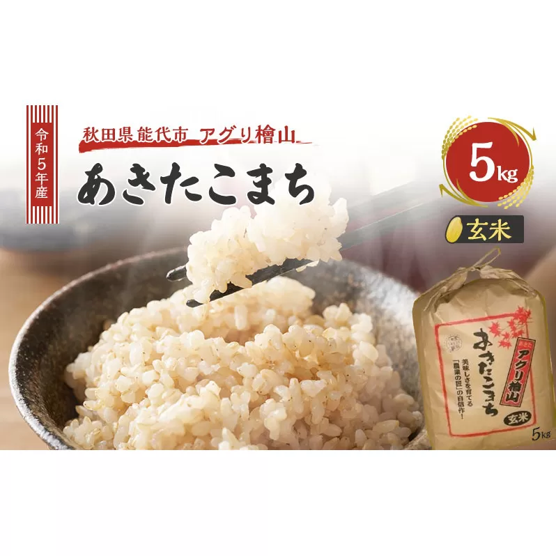 【玄米】秋田県産 あきたこまち 5kg アグリ檜山米 令和5年産