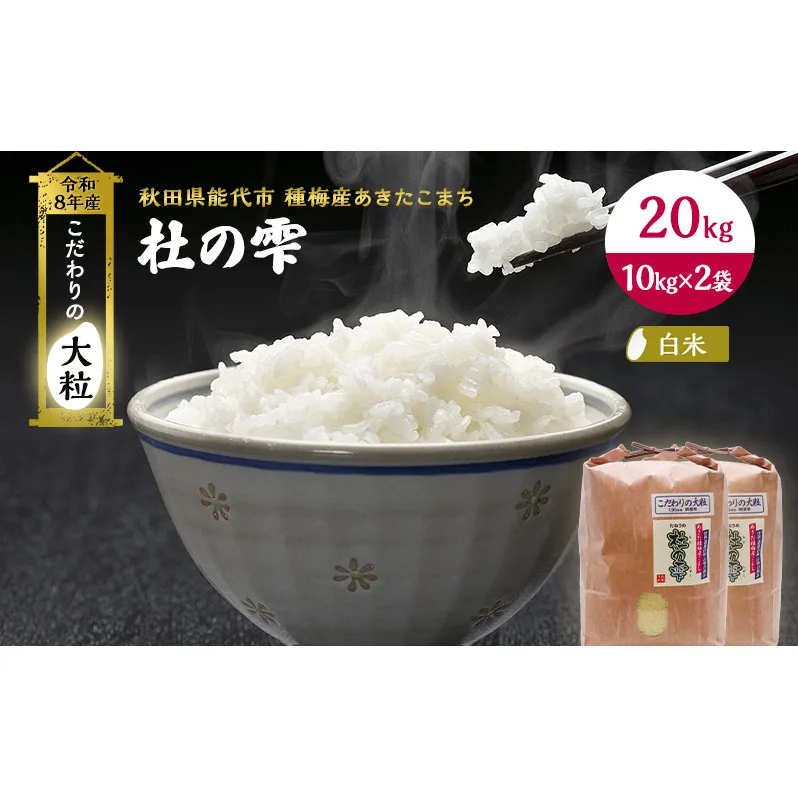 先行予約 新米 あきたこまち 杜の雫 20kg 米 お米 秋田