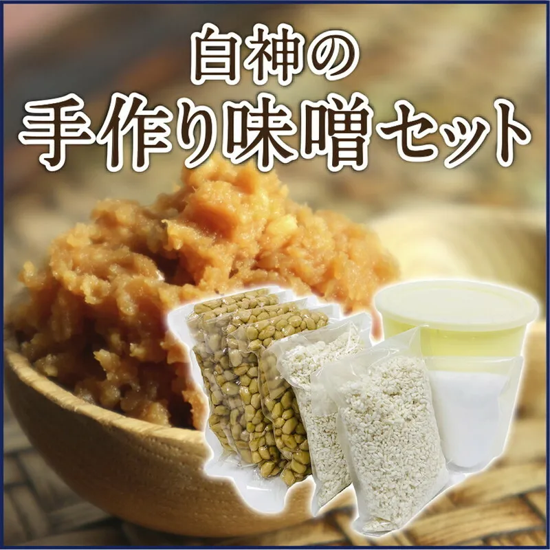 白神屋 白神の手作り味噌セット 2kg 大豆製品 味噌づくり 発酵食品 自分で作る 味噌づくりキット