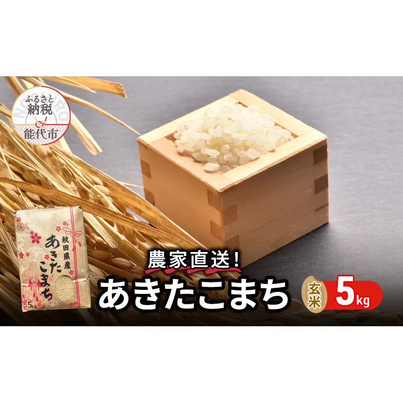 玄米 農家直送！うまい!! 本場のあきたこまち 5kgご飯 ブランド米 おにぎり 令和7年産 産地直送 おこめ ごはん 秋田県 秋田 能代市 お米 銘柄米 お弁当 和食
