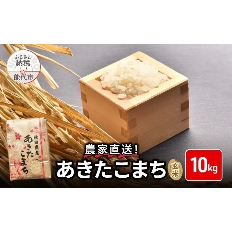 玄米 農家直送！うまい!! 本場のあきたこまち 10kgご飯 ブランド米 おにぎり 令和7年産 産地直送 おこめ ごはん 秋田県 秋田 能代市 お米 銘柄米 お弁当 和食