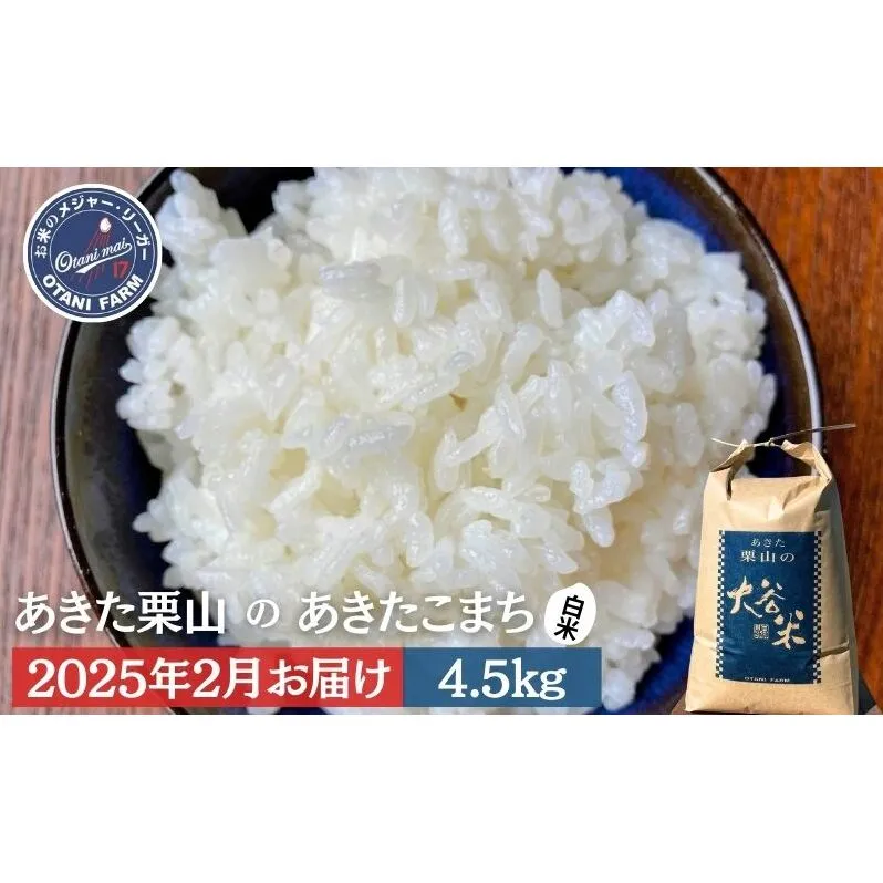 【2025年2月発送】白米 精米 あきた栗山 大谷米 あきたこまち 4.5kg あきたこまち オータニファーム 令和6年産 秋田 秋田県産 能代市