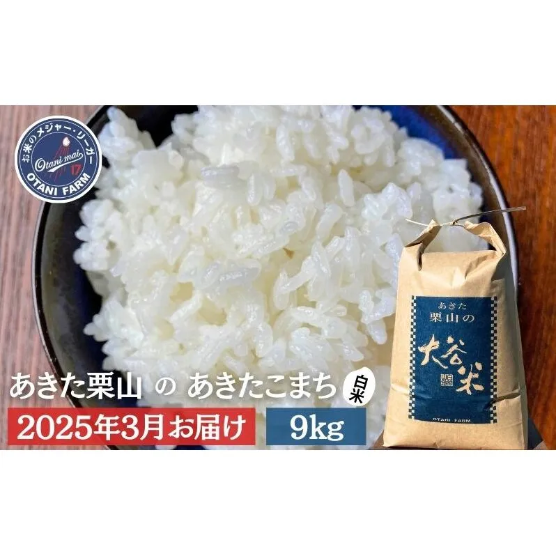 【2025年3月発送】白米 精米 あきた栗山 大谷米 あきたこまち 9kg あきたこまち オータニファーム 令和6年産 秋田 秋田県産 能代市