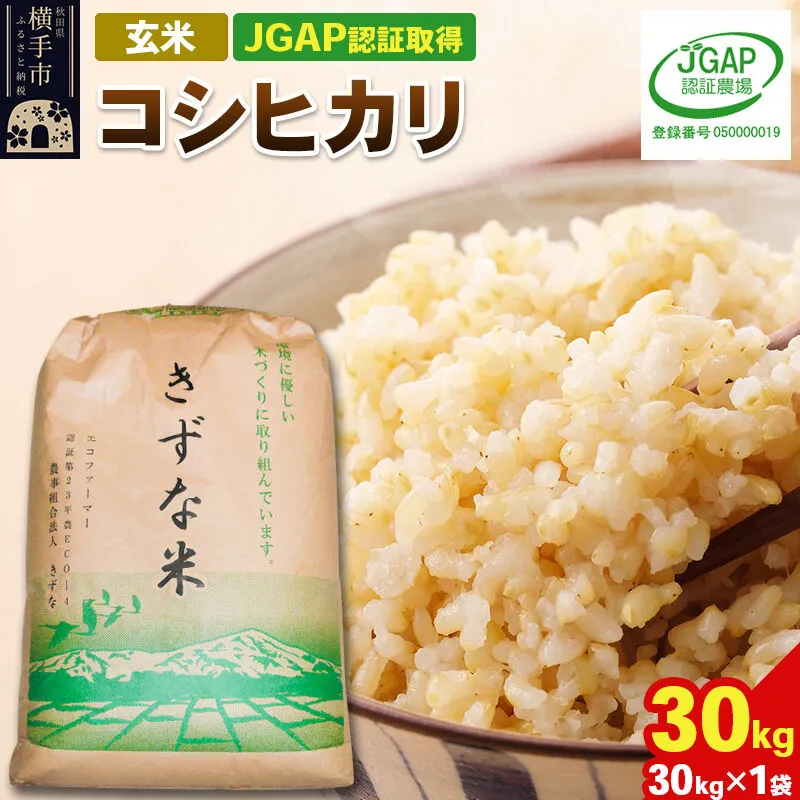 【玄米】令和8年産 秋田県産 コシヒカリ 30kg(30kg×1袋) 【JGAP認証】【秋田県特別栽培農産物認証】 [秋田県産 秋田産 こしひかり コシヒカリ JGAP認証 秋田県特別栽培農産物認証] 秋田県横手市