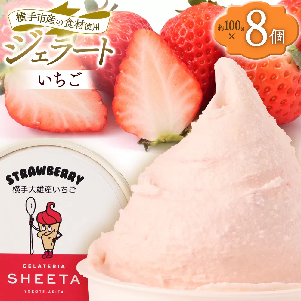 ジェラート イチゴ 約100g×8個 秋田県横手市