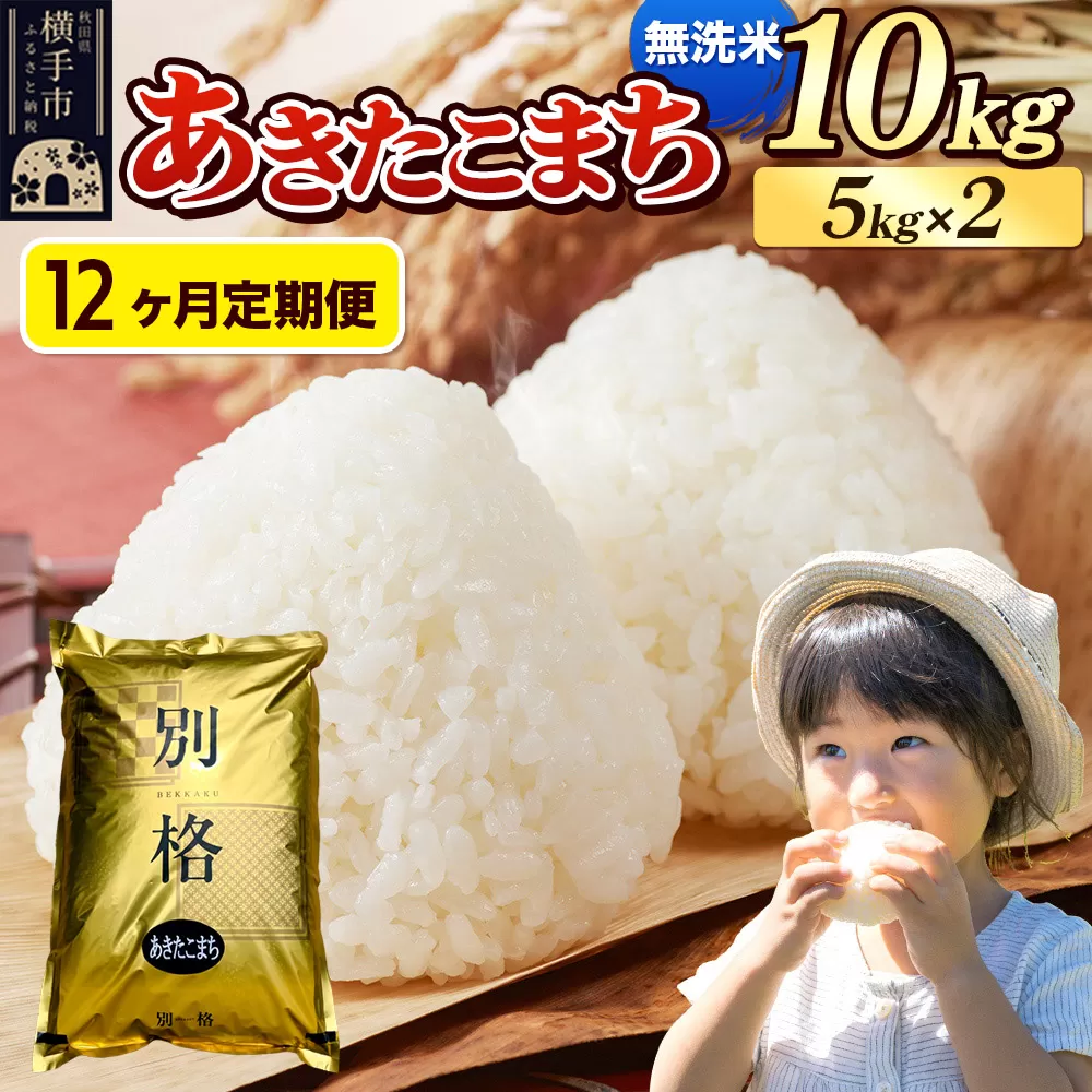 《令和7年産》《定期便12ヶ月》 米 あきたこまち 10kg（5kg×2袋） 【無洗米】 秋田県産 秋田県横手市