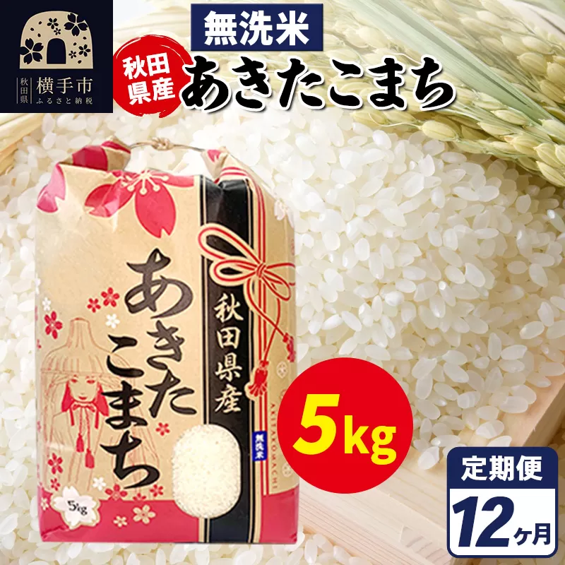 《定期便12ヶ月》あきたこまち 5kg【無洗米】令和7年産 秋田県産 こまちライン 横手市