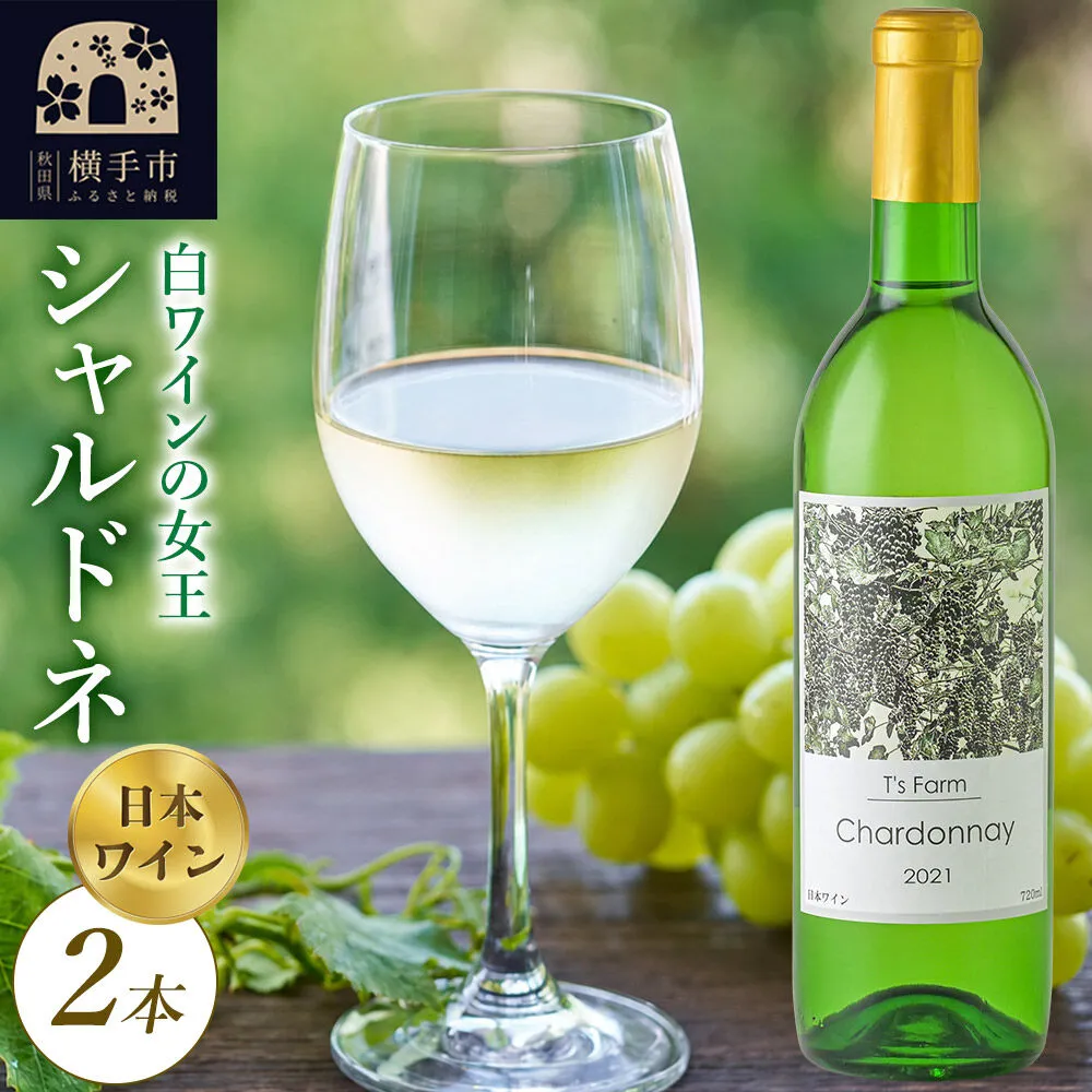 白ワイン シャルドネ 720ml×2本 [白ワインの女王 ワイン シャルドネ お酒] 秋田県横手市