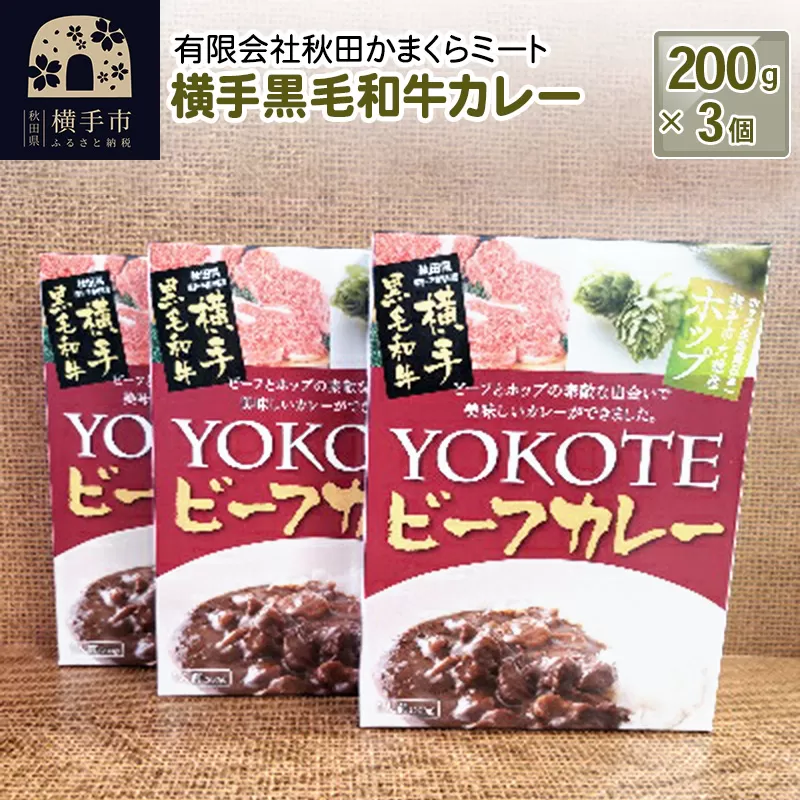 横手黒毛和牛カレー 200g1個入り×3個 横手市