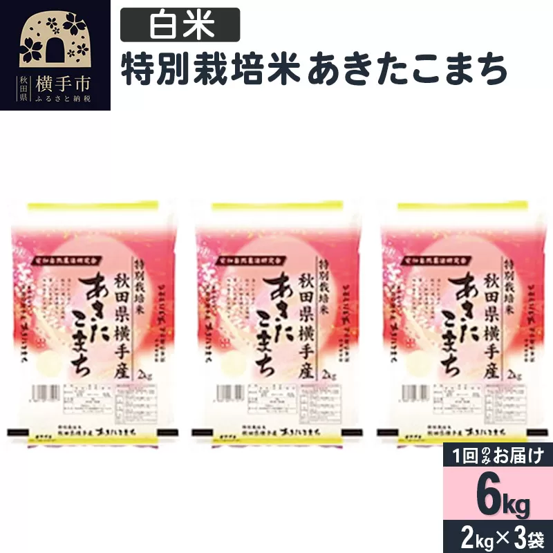 【白米】令和6年産 特別栽培米 あきたこまち 6kg（2kg×3袋） 横手市
