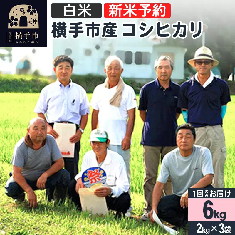 【令和6年産新米予約】【白米】横手産コシヒカリ 6kg（2kg×3袋）