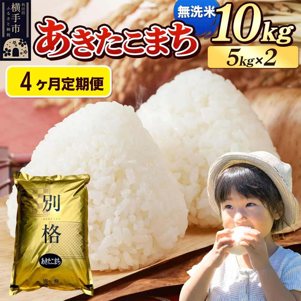 《令和7年産》《定期便4ヶ月》 米 あきたこまち 10kg（5kg×2袋） 【無洗米】 秋田県産 秋田県横手市