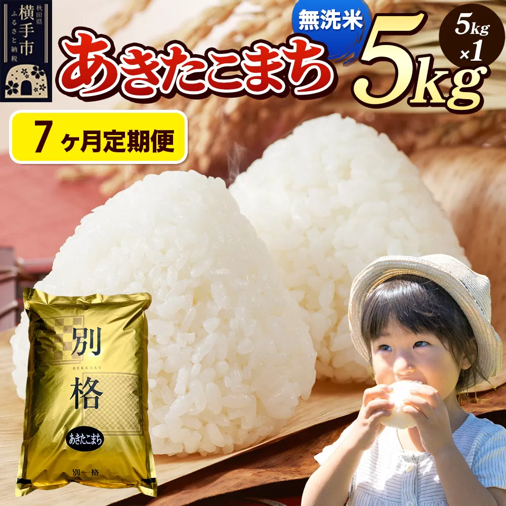 《令和7年産》《定期便7ヶ月》 米 あきたこまち 5kg 【無洗米】 秋田県産 秋田県横手市