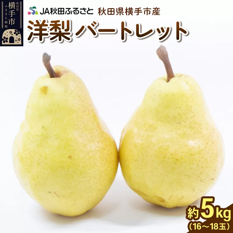 秋田県横手市産 洋ナシ バートレット 約5kg（16〜18玉） 横手市