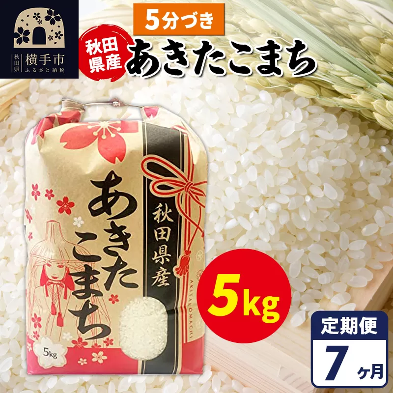 《定期便7ヶ月》あきたこまち 5kg【5分づき】令和7年産 秋田県産 こまちライン 秋田県横手市