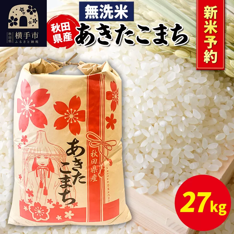 《令和7年産 新米受付》あきたこまち 27kg×1袋【無洗米】秋田県産 こまちライン