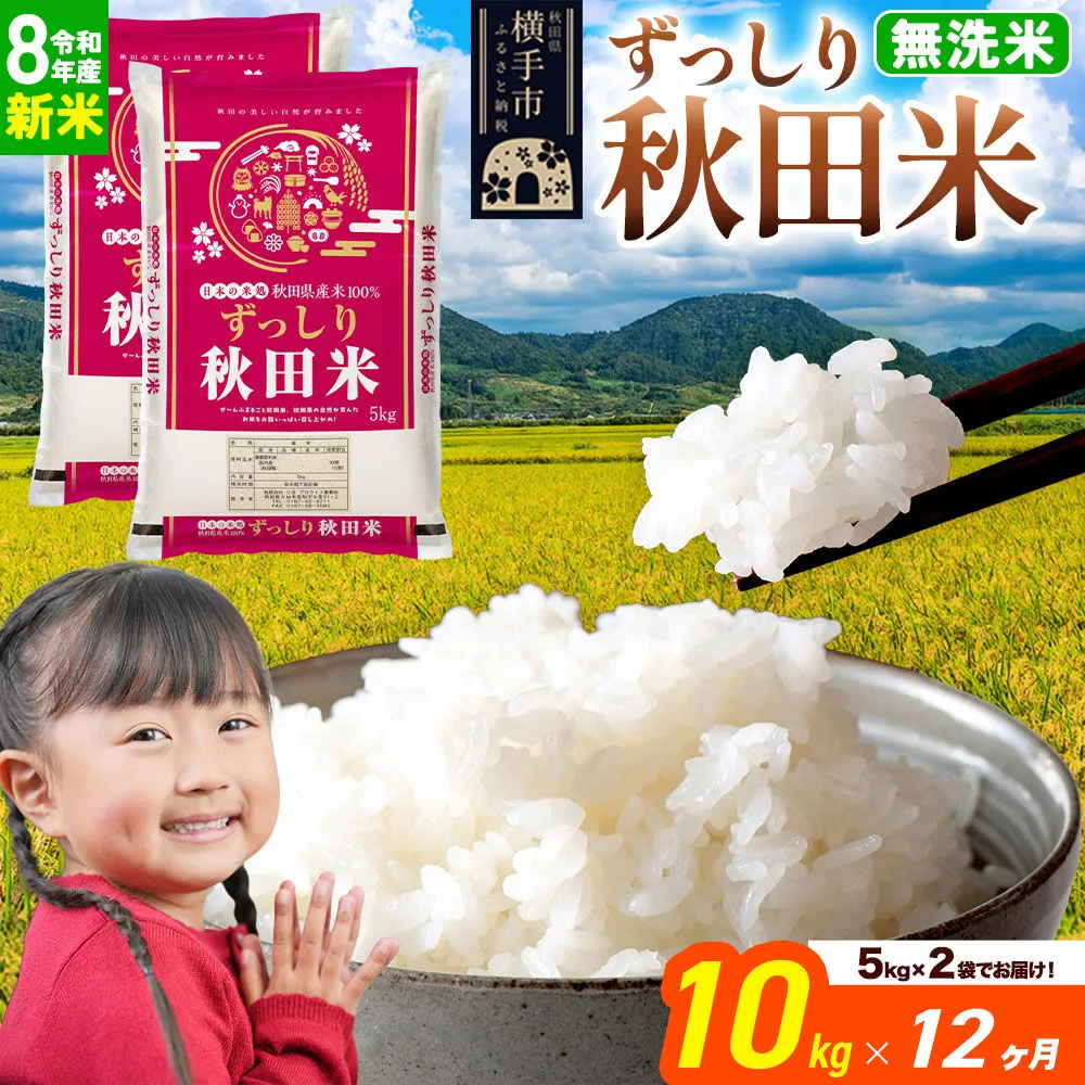 《令和8年産 新米受付》《定期便12ヶ月》秋田県 横手市産 ブレンド米【無洗米】10kg（5kg×2袋） [米 お米 こめ 白米 無洗米 ブレンド米 小分け ご飯 ごはん 秋田県産 横手市] 秋田県横手市