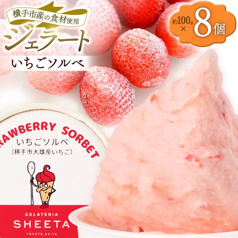 ジェラート いちごソルベ 約100g×8個 秋田県横手市