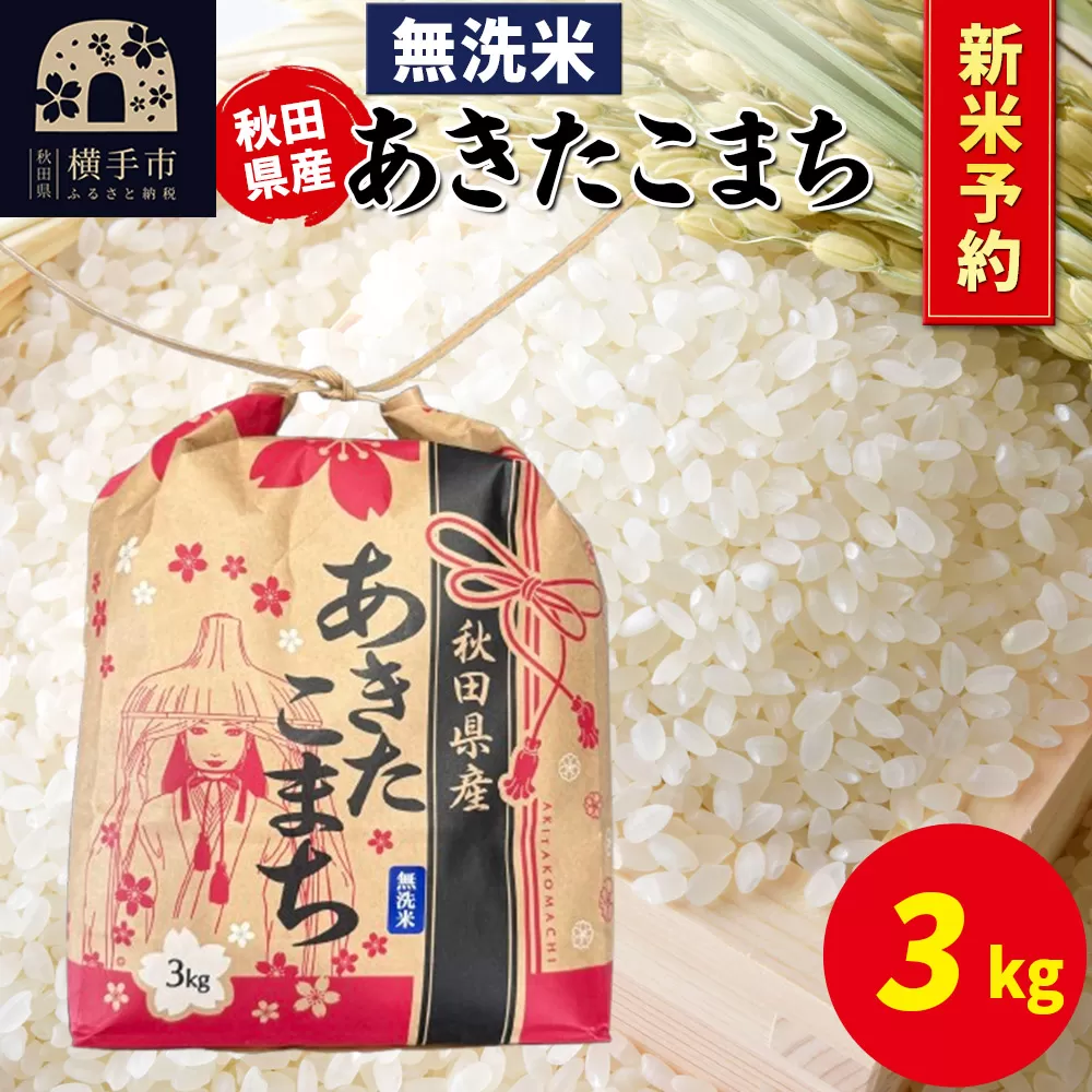 《令和7年産 新米受付》あきたこまち 3kg×1袋【無洗米】令和7年産 秋田県産 こまちライン