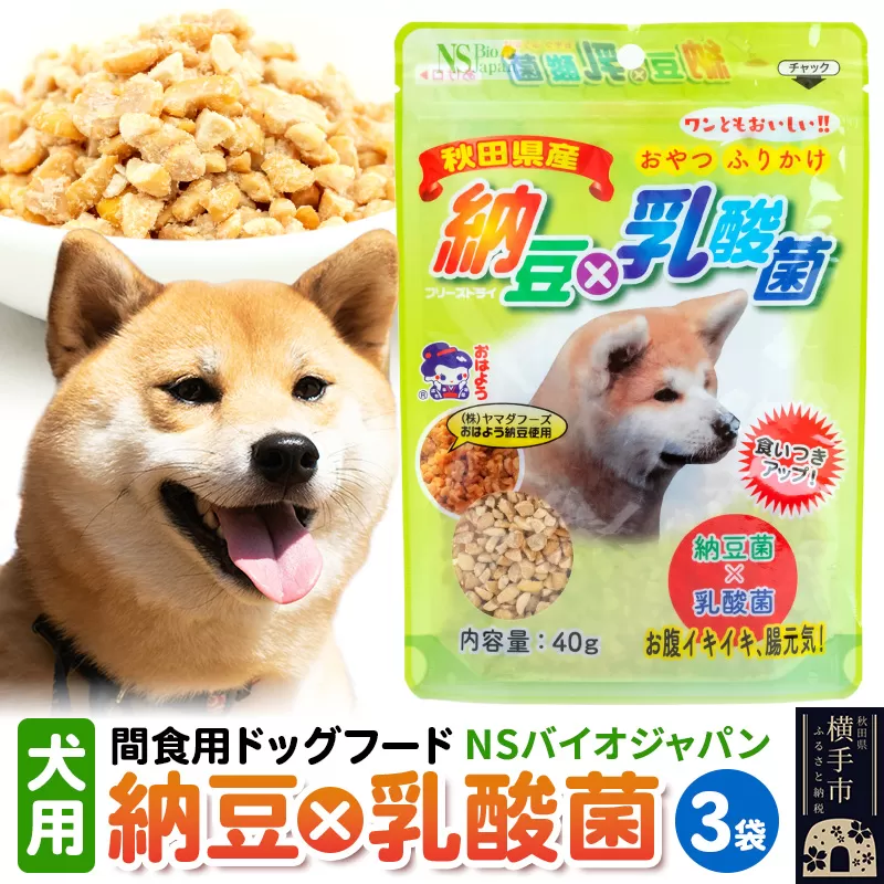 間食用ドッグフード 納豆×乳酸菌（犬用）3袋 ゆうパケット