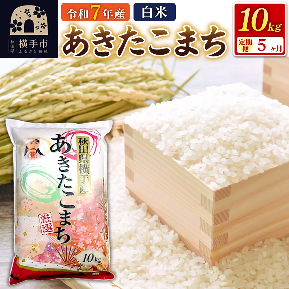 令和7年産【白米】《定期便5ヶ月》あきたこまち 10kg（10kg×1袋） 秋田県 横手市 秋田県横手市