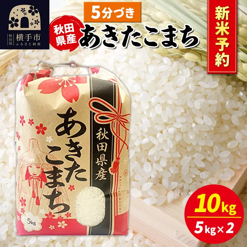 《令和7年産 新米受付》あきたこまち 10kg（5kg×2袋）【5分づき】秋田県産 こまちライン 横手市