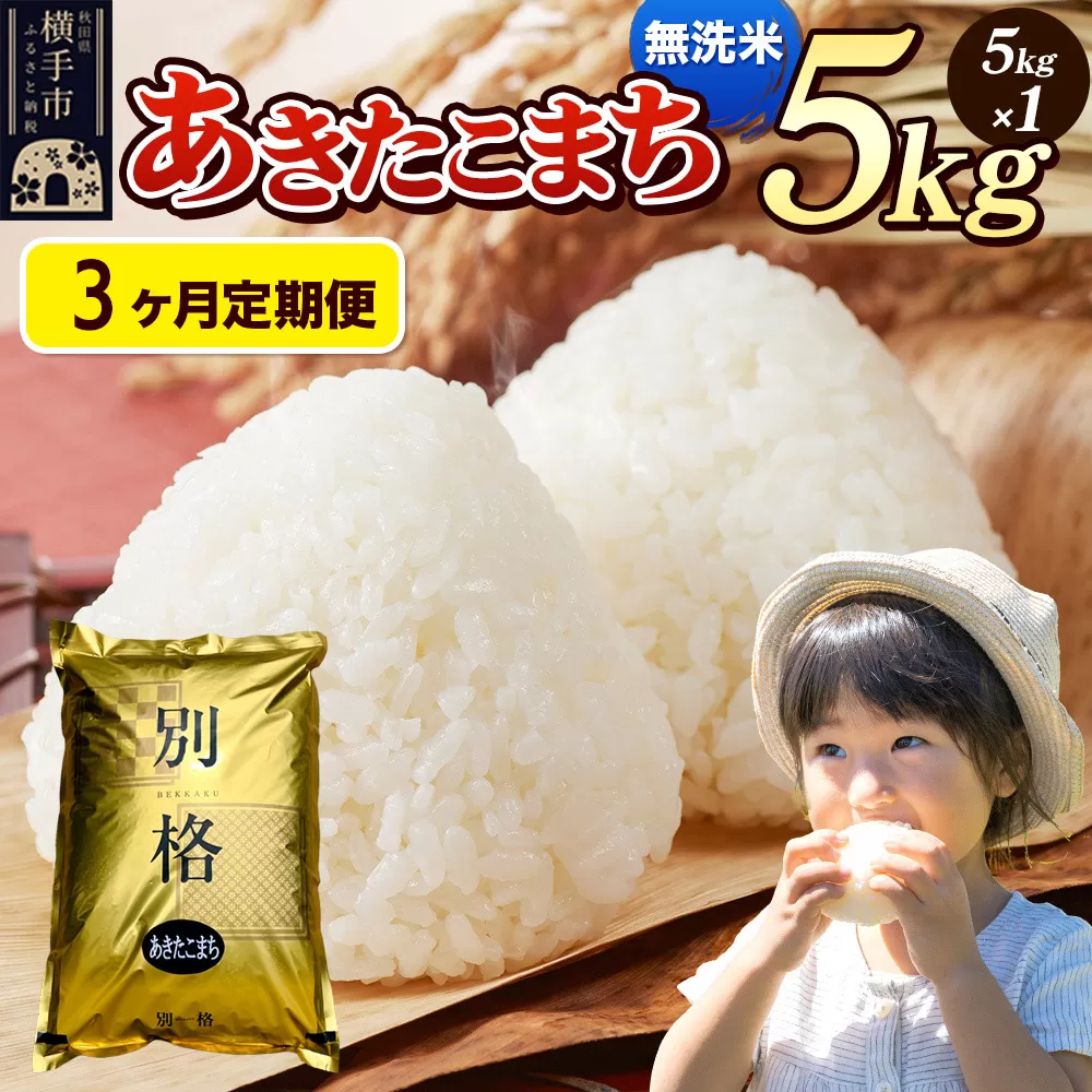 《令和7年産》《定期便3ヶ月》 米 あきたこまち 5kg 【無洗米】 秋田県産 秋田県横手市
