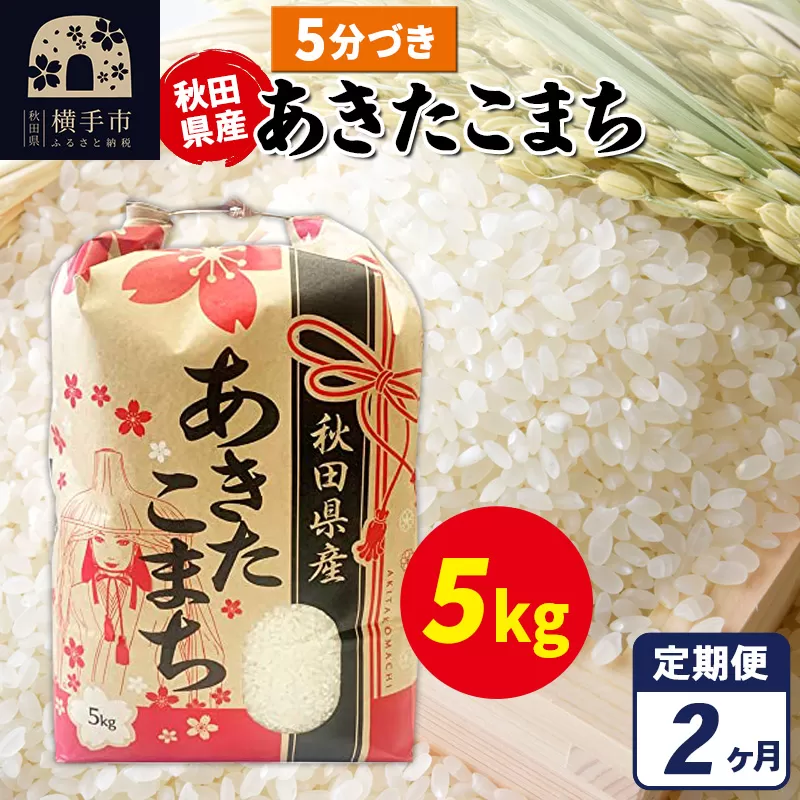 《定期便2ヶ月》あきたこまち 5kg×1袋【5分づき】令和7年産 秋田県産 こまちライン 横手市