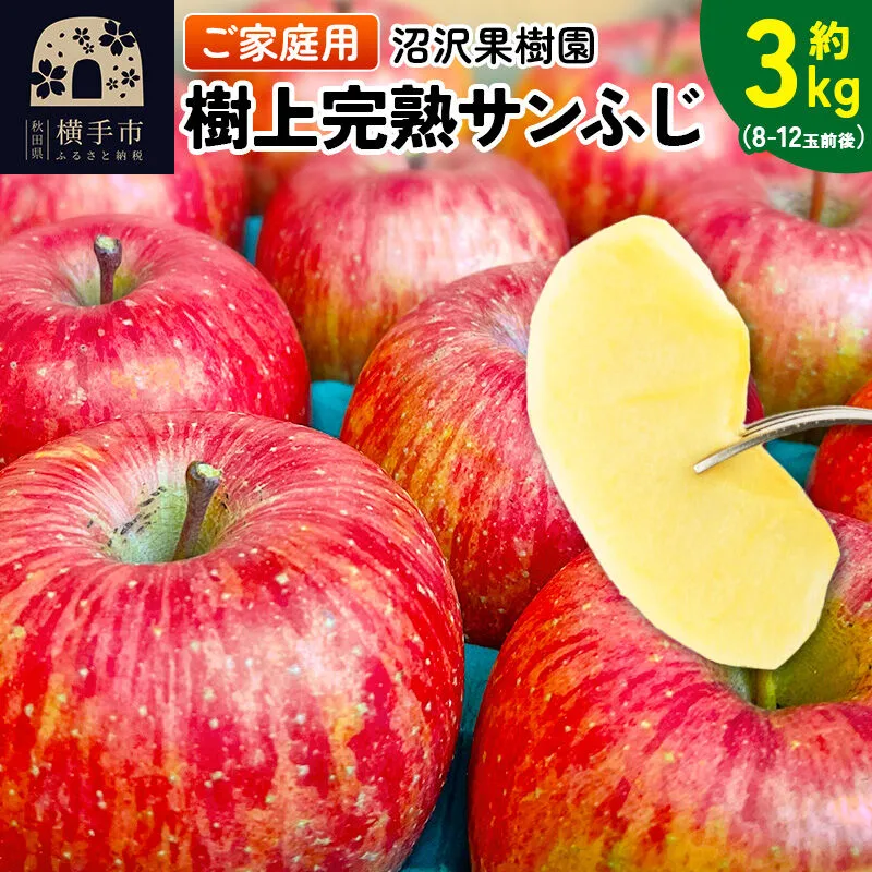 【先行受付】12月上旬より発送 樹上完熟サンふじ ご家庭用 約3kg（8〜12玉前後） [先行予約 サンふじ サンフジ 林檎 リンゴ 家庭用 不揃い おまかせ 【りんご】特集] 秋田県横手市