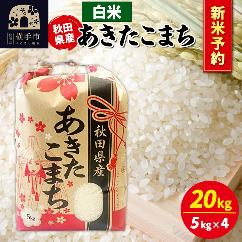《令和7年産 新米受付》あきたこまち 20kg（5kg×4袋）【白米】秋田県産 こまちライン 横手市