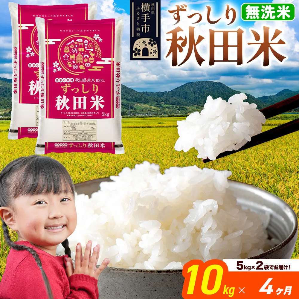 米《定期便4ヶ月》秋田県 横手市産 ブレンド米 令和7年産【無洗米