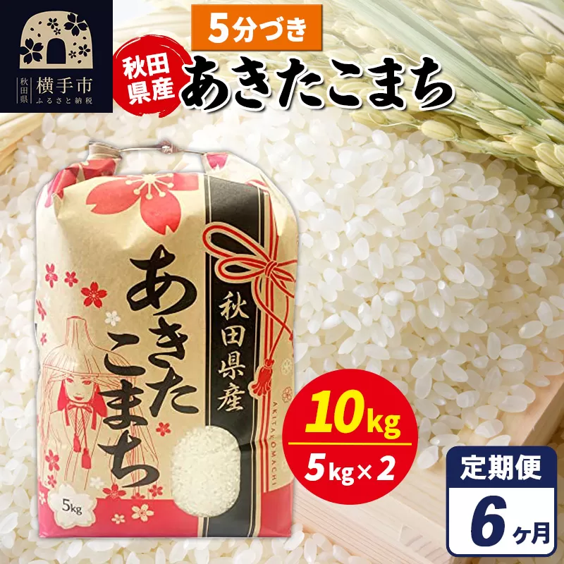 《定期便6ヶ月》あきたこまち 10kg（5kg×2袋）【5分づき】令和7年産 秋田県産 こまちライン [こまちライン あきたこまち ブランド米 お米 5分搗き 5分づき 米どころ 秋田 秋田県産] 秋田県横手市