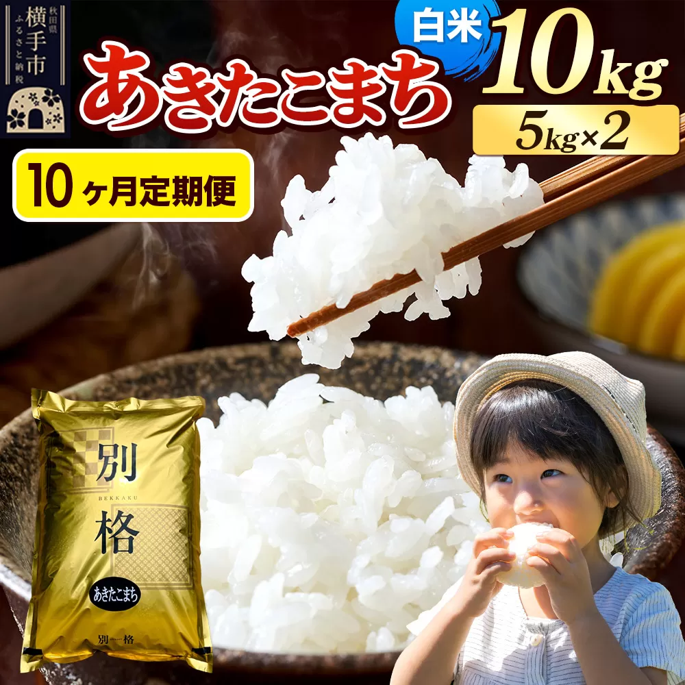 《令和7年産》《定期便10ヶ月》 米 あきたこまち 10kg（5kg×2袋） 【白米】 秋田県産 秋田県横手市