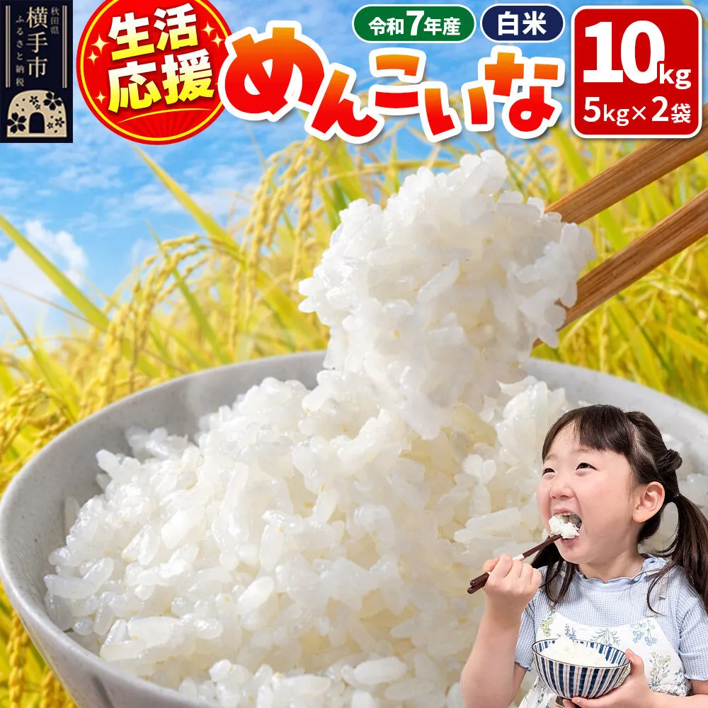 生活応援 数量限定《令和7年産》【白米】めんこいな 10kg（5kg×2袋） 秋田県 横手市 [米 お米 こめ 白米 精米 めんこいな ご飯 ごはん 秋田県産] 秋田県横手市