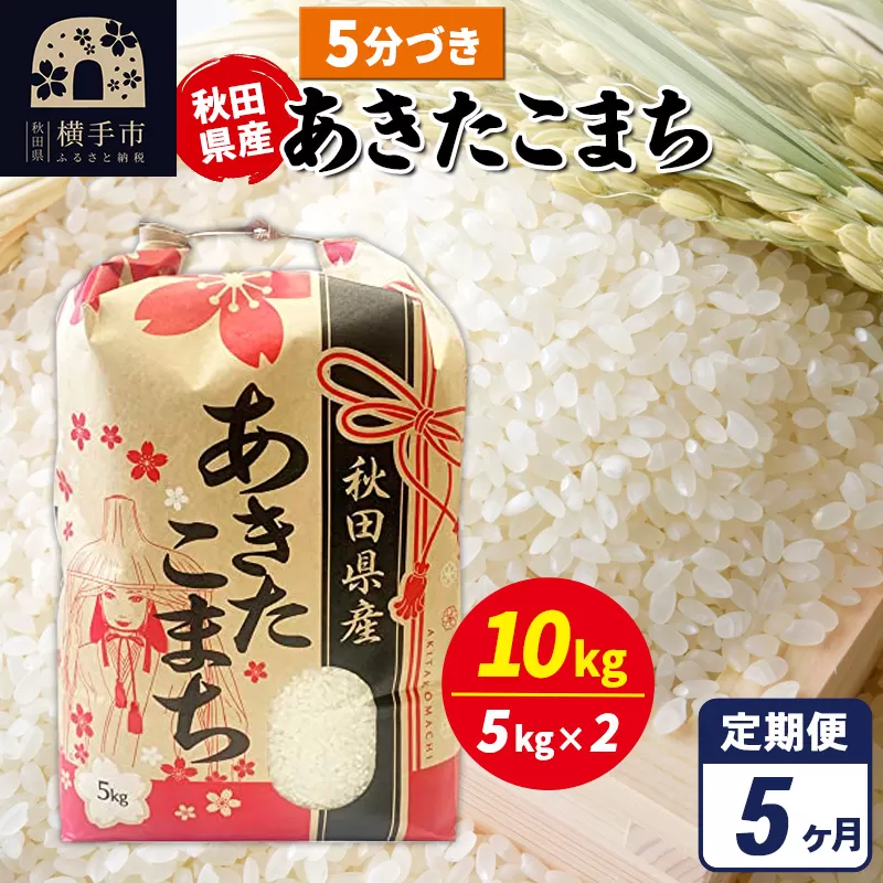 《定期便5ヶ月》あきたこまち 10kg（5kg×2袋）【5分づき】令和7年産 秋田県産 こまちライン [こまちライン あきたこまち ブランド米 お米 5分搗き 5分づき 米どころ 秋田 秋田県産] 秋田県横手市