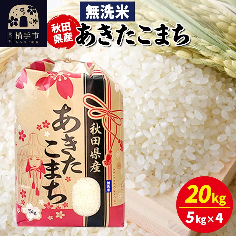 あきたこまち 20kg（5kg×4袋）【無洗米】令和6年産 秋田県産 こまちライン