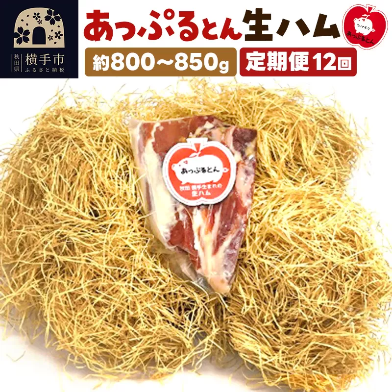 《定期便12ヶ月》秋田県横手市産 あっぷるとん生ハムブロック 約800〜850g