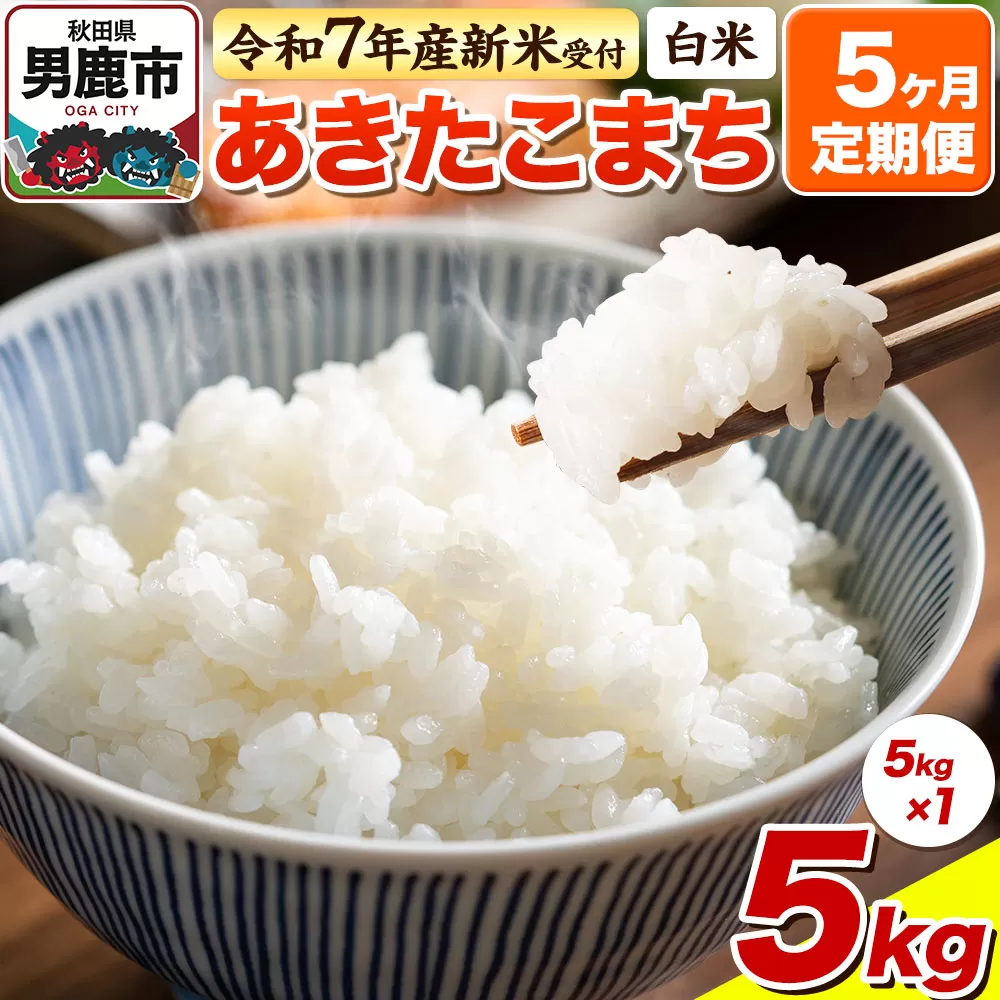 ＜令和7年産新米受付＞《定期便5ヶ月》【白米】あきたこまち 5kg