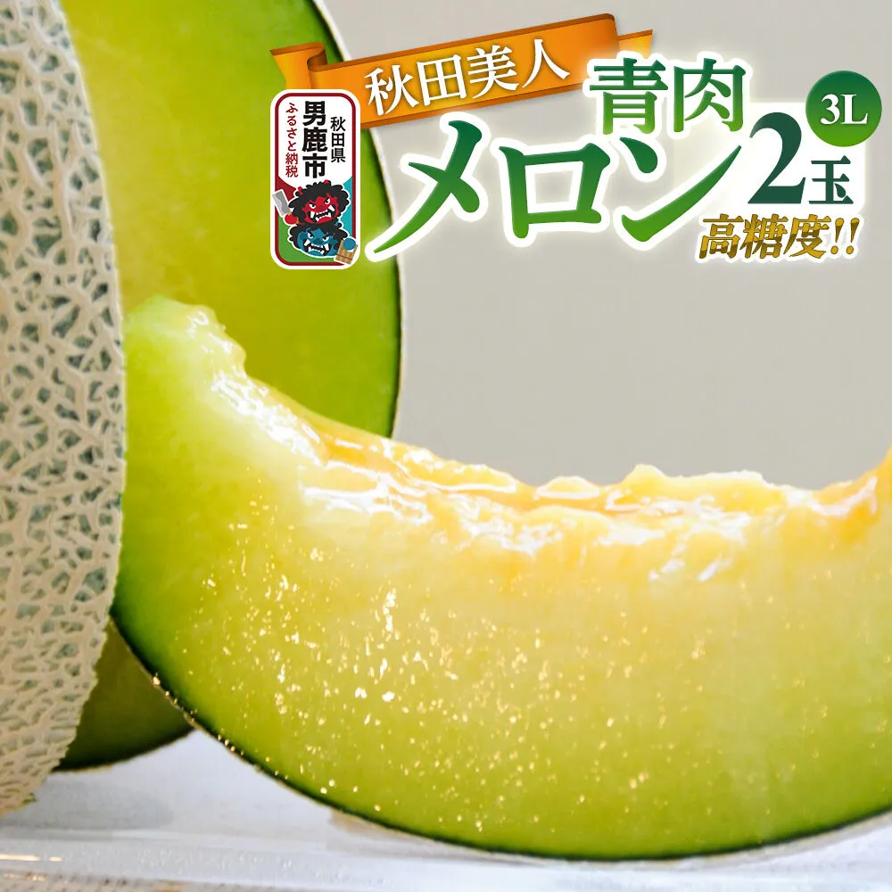 R8年度産 先行受付 メロン3L（1.3キロ前後）×2玉（秋田美人）秋田県 男鹿市 秋田県男鹿市