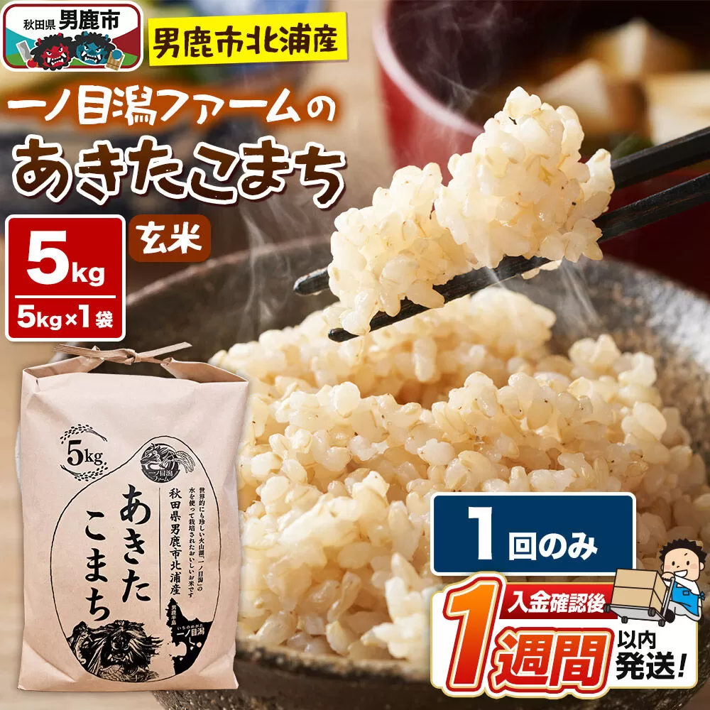 ＜令和7年産＞「秋田県男鹿市北浦産」あきたこまち（玄米）5kg [あきたこまち ブランド米 お米 玄米 米どころ 秋田 秋田県産 男鹿市北浦産] 秋田県男鹿市