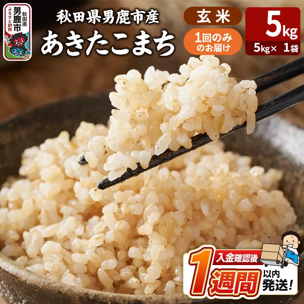 令和7年産 あきたこまち 玄米 5kg（5kg×1袋） 吉運商店 秋田県 男鹿市 お米 お弁当 おにぎり 秋田県男鹿市