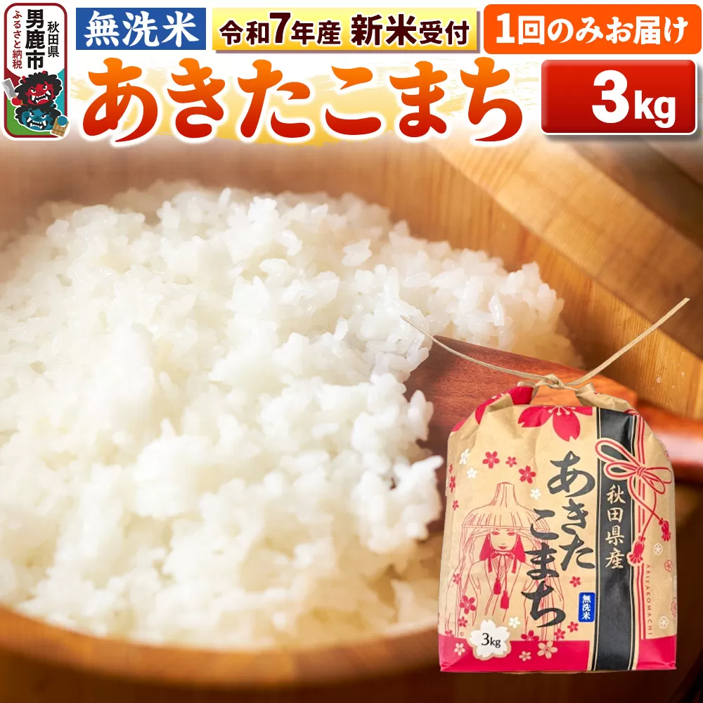 《令和7年産 新米受付》【無洗米】秋田県産 あきたこまち 3kg 秋田県 男鹿市 こまちライン