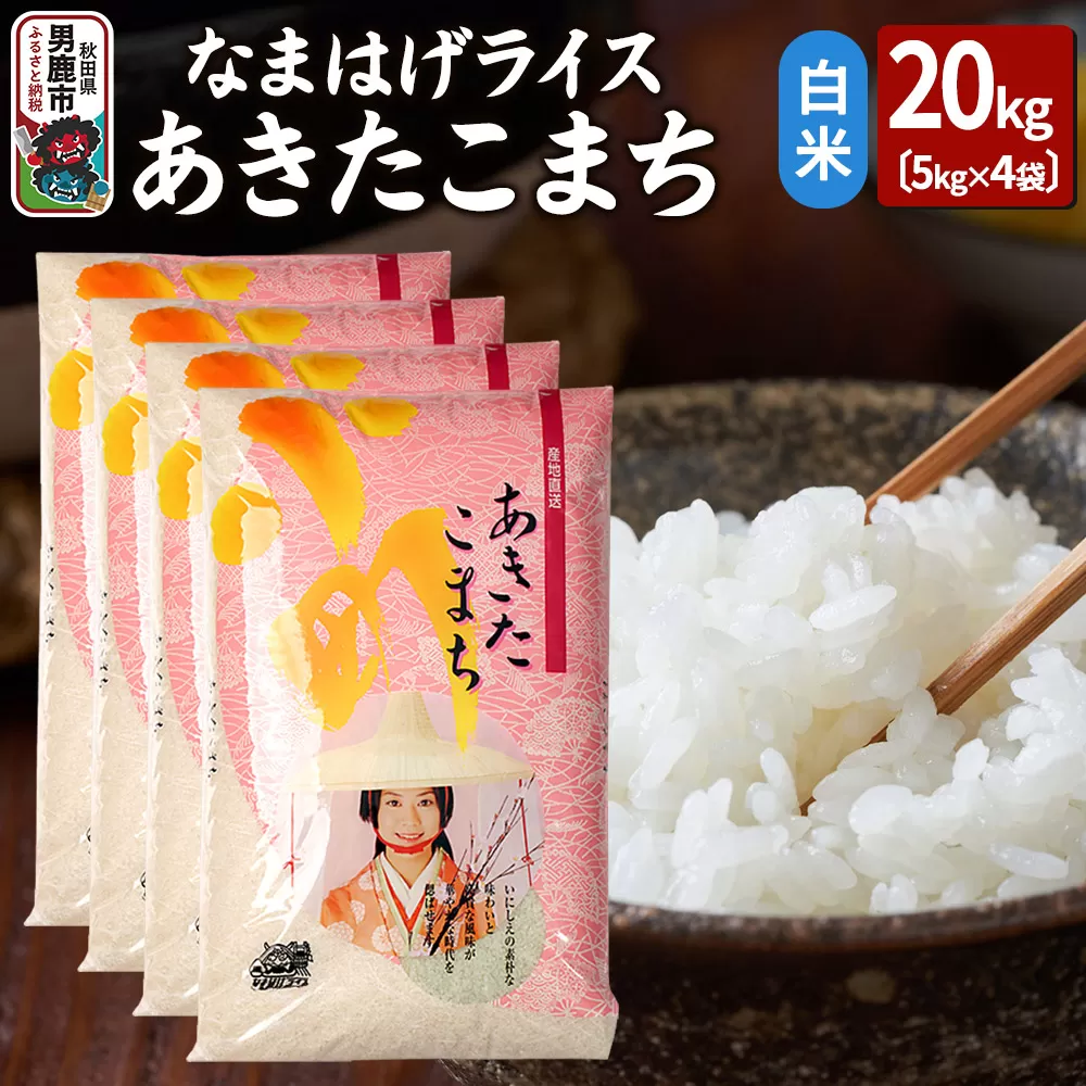 令和7年産『なまはげライス』あきたこまち 白米 20kg（5kg×4袋）吉運商店 秋田県 男鹿市 お米 お弁当 おにぎり 秋田県男鹿市