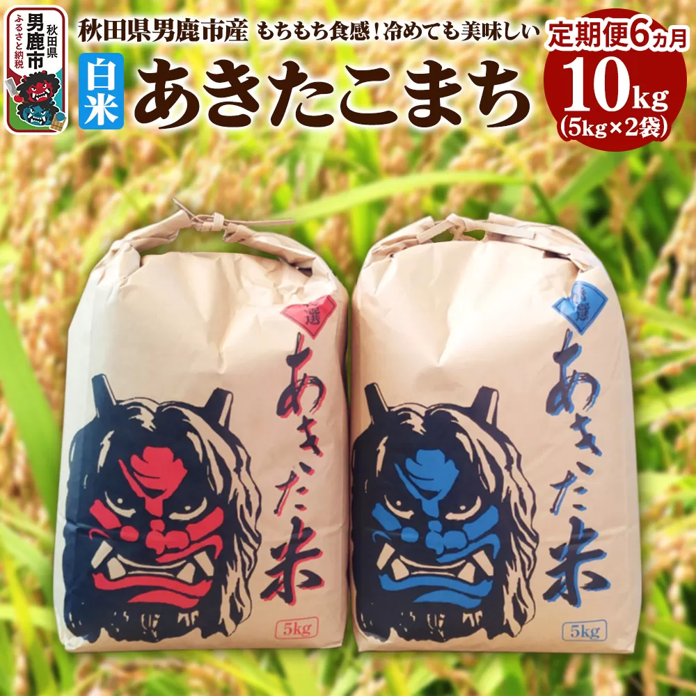 【先行受付・定期便6ヶ月】令和7年産 あきたこまち 精米 10kg（5kg×2袋）6ヶ月連続発送（合計 60kg）秋田県 男鹿市 男鹿市