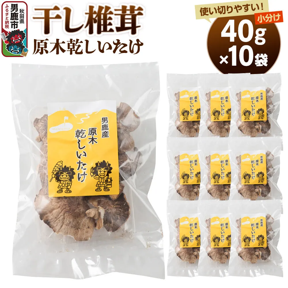 干し椎茸 原木乾しいたけ 40g×10袋 男鹿産 男鹿ゴルフクラブ [しいたけ 椎茸 シイタケ 乾物] 秋田県男鹿市