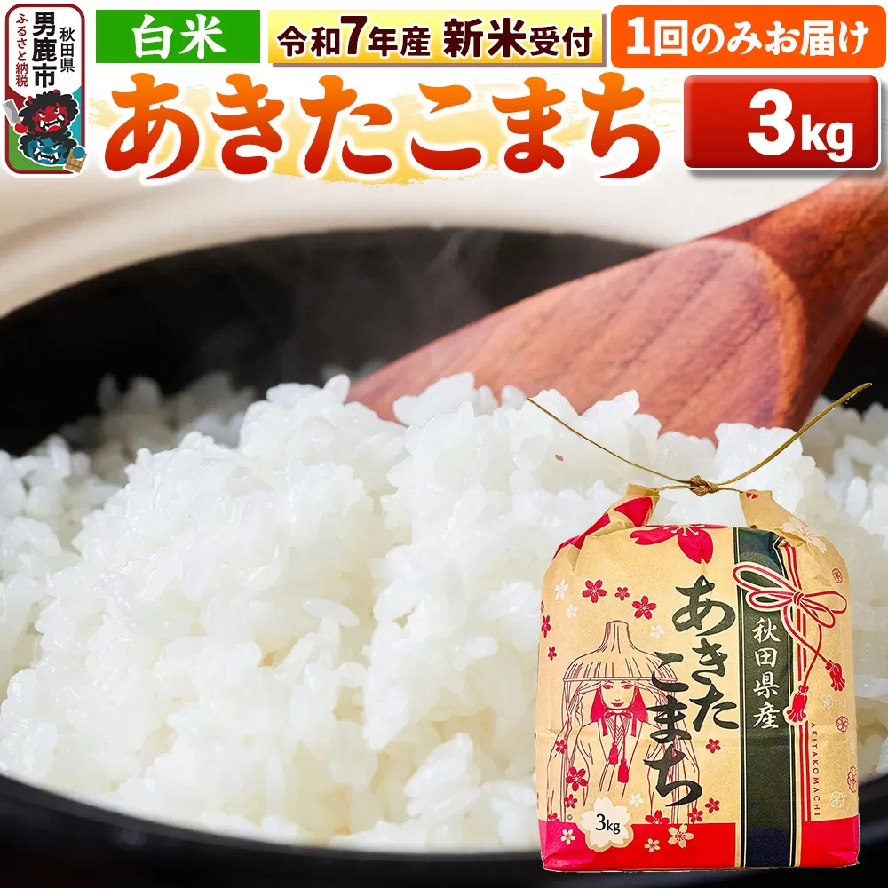 《令和7年産 新米受付》【白米】秋田県産 あきたこまち 3kg 秋田県 男鹿市 こまちライン