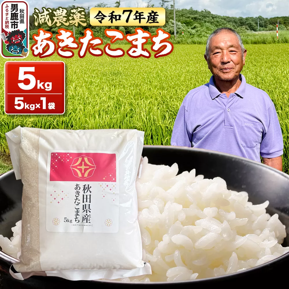 米 ＜先行受付＞ 令和7年産 あきたこまち 5kg（5kg×1袋） 秋田県男鹿市 秋田県男鹿市