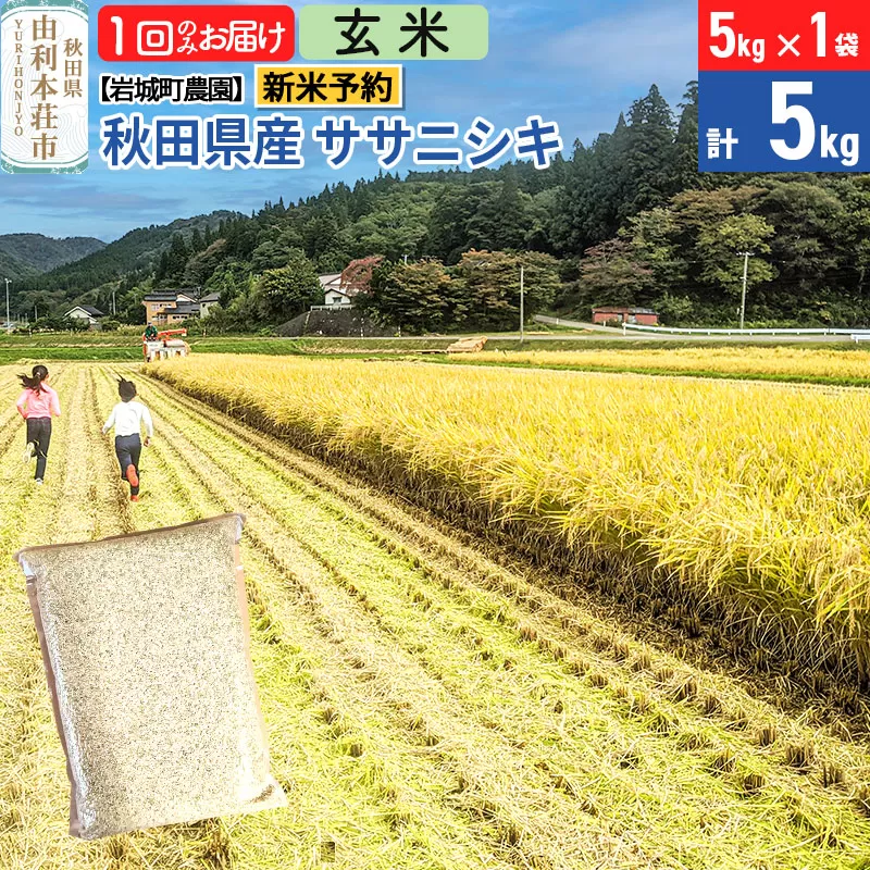 《令和7年産 新米予約》【玄米】ササニシキ 5kg(5kg×1袋) 秋田県 由利本荘市産 令和7年産 真空パック 岩城町農園