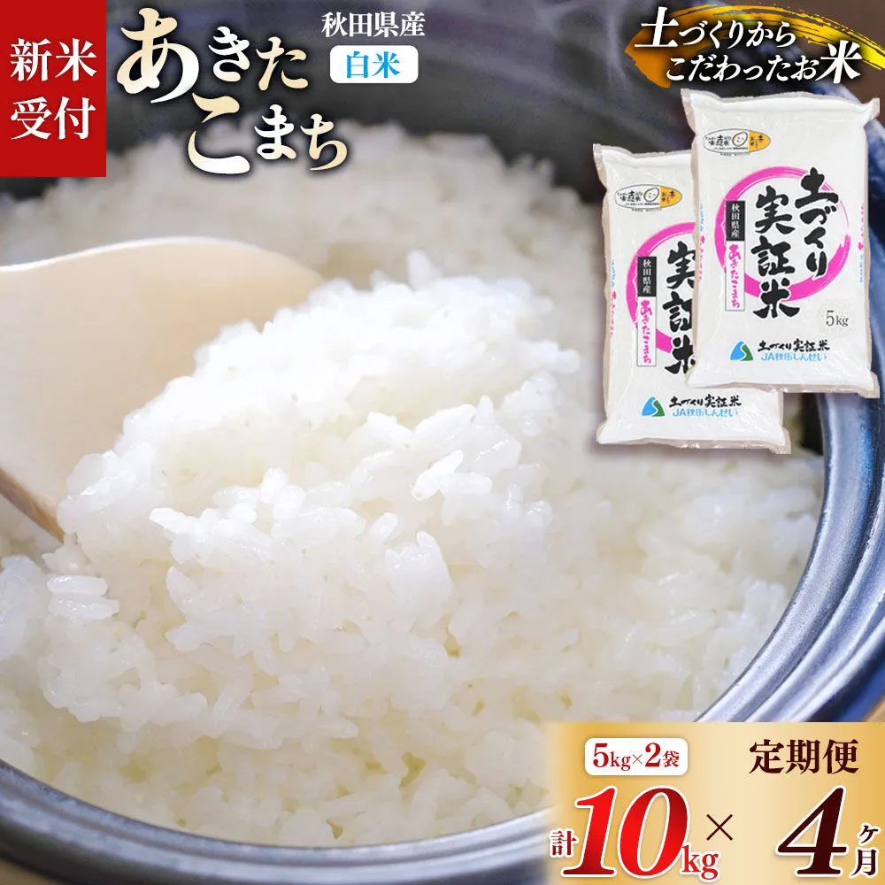 《令和8年産 新米受付》《定期便4ヶ月》【白米】あきたこまち 10kg (5kg袋小分け) ×4回  土作り実証米 合計40kg 秋田県産 [あきたこまち 米 お米 こめ 白米 精米 ブランド米 食卓 おにぎり 秋田県産 国産 土作り実証米 おいしい 秋田県 由利本荘市] 秋田県由利本荘市